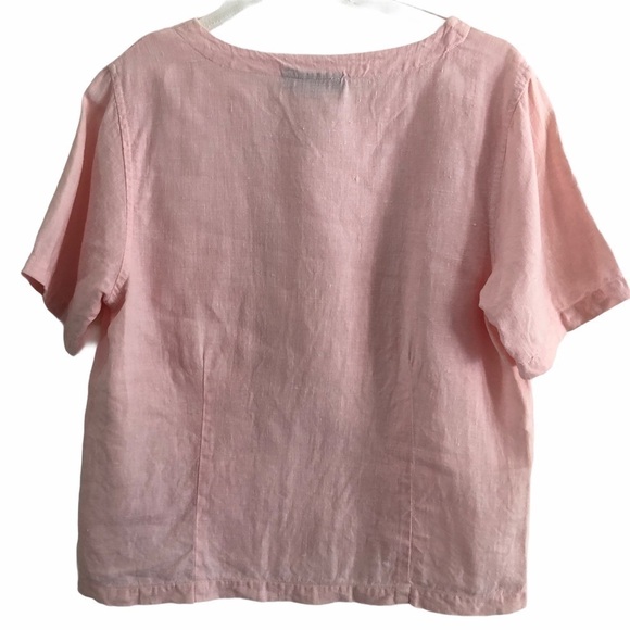 IVY Pink Linen Short Sleeve Pullover Top S… - Picture 3 of 10